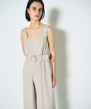 GRACE CONTINENTAL 麻調ベルトサロペット ベージュ