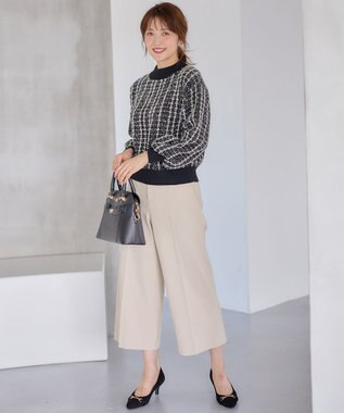 ANY SIS 【洗える】フラッフィーパターン ニット ブラック系