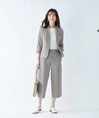 J.PRESS LADIES 【シワになりにくい】コットンフィッティーシャーク ワイドパンツ [WEB限定]グレー系