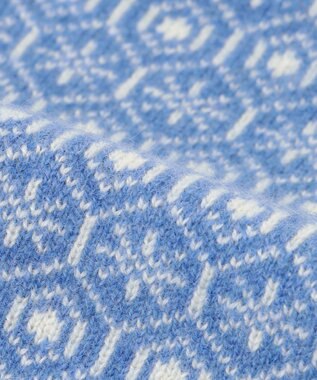 MOONBAT 【カシミヤ100%】両面使える ニットジャガードマフラー サックスブルー