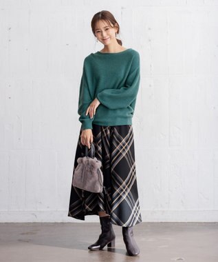 ANY 【洗える】カシミヤブレンドガーターニット グリーン