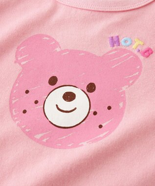 MIKI HOUSE HOT BISCUITS 【80-120cm】カラフルビーンズ フェイスプリント 半袖ワンピース ピンク