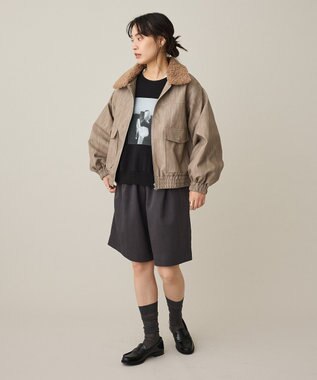 CRAFT STANDARD BOUTIQUE フェイクレザー衿ボアブルゾン Beige