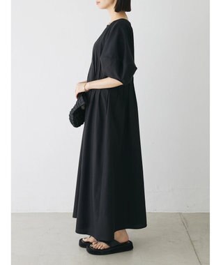 Green Parks ボリューム袖ロングワンピース Black