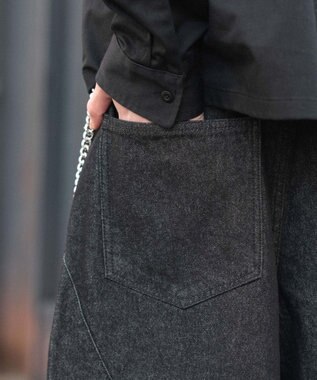 WEGO 【SMLサイズ展開】チェーン付きバルーンショーツ デニムブラック