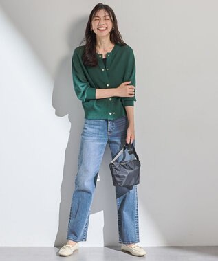 ANY シアーニットショートカーディガン グリーン