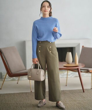 ANY SIS 【洗える】マリンディテール ワイドパンツ カーキ