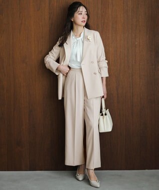 ANY SIS S 【セットアップ対応】セレモニーダブルクロス ワイドパンツ ライトベージュ