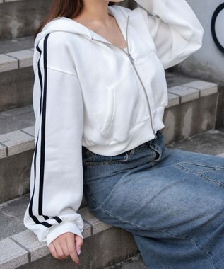 WEGO 【あったか】裏起毛Wジップショートパーカー ホワイトその他