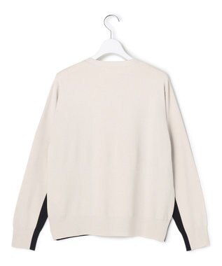 ICB 【洗える】マットヴィスコースポリエステル ブロッキングニット トープ×ブラック系