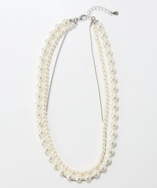 Phoebe 3連ハンサムパールチェーンネックレス ホワイト