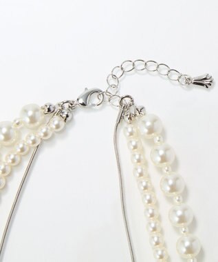 Phoebe 3連ハンサムパールチェーンネックレス ホワイト