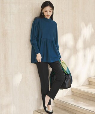 23区 【洗える】ウールギャザー ドルマンスリーブ ニット ピーコックグリーン系