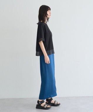 YECCA VECCA シャイニーツイルナロースカート Dark Blue
