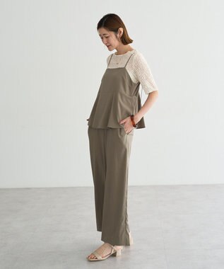 YECCA VECCA ドライタッチペプラムサロペット Dark Beige