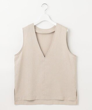 Feroux リネンライクVネック ベスト ベージュ系