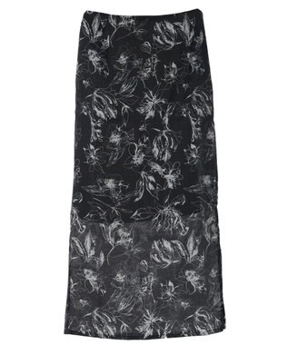 Green Parks モノトーンフラワータイトスカート Black