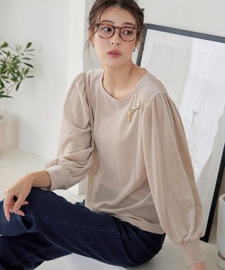 Tiaclasse 【洗える】ベロアチュールカットソートップス エクリュ