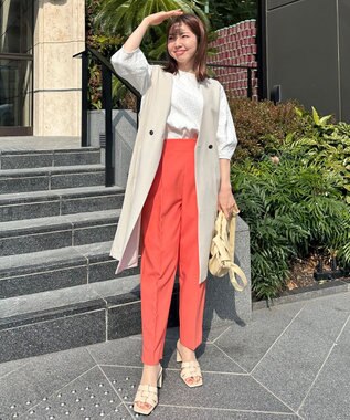 UNFILO 【VERY.3月号掲載/洗える/ストレッチ】ハイウエストカラーパンツ オレンジ