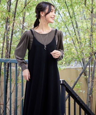 Tiaclasse 【洗える】ベロアチュールカットソートップス グレージュ