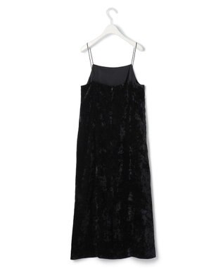 ICB L 【洗える】 シアーベルベット キャミソールワンピース ブラック系