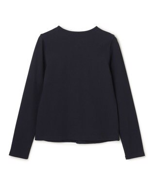 UNFILO ハイツイストスムース カーディガン ネイビー×パールボタン