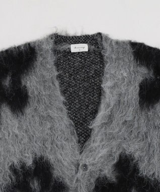 WEGO 【ユニセックス着用ITEM/MLサイズ展開】モヘアタッチパターンカーディガン ダークグレー