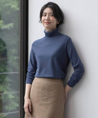 J.PRESS LADIES L 【ご好評につき新色追加！・WEB限定カラーあり・洗える】PRINCE タートルネック ニット ブルーグレー系