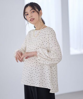 ANY ポコポコバルーン袖ブラウス オフ×ブラックドット