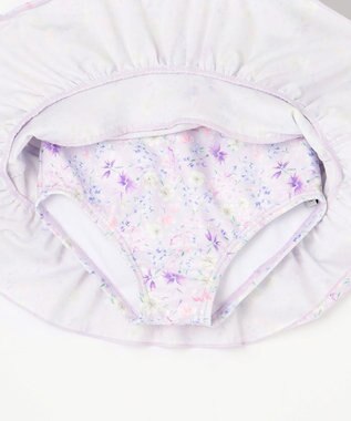 ANY KIDS ギンガムチェック×花柄セパレート水着 ラベンダーギンガム×花柄