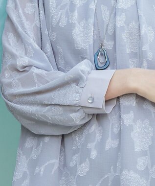 Tiaclasse 【洗える】フラワージャガードブラウス グレー