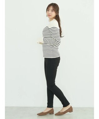 earth music&ecology ゴールド釦スリーブリブプルオーバー Border