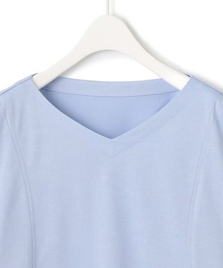 ICB 【洗える】 ブラウスライクジャージー ドルマンスリーブカットソー サックスブルー系