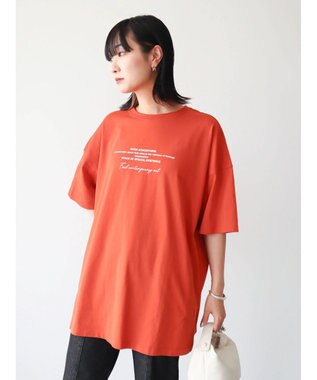 Green Parks バックフォトプリント半袖チュニック Orange