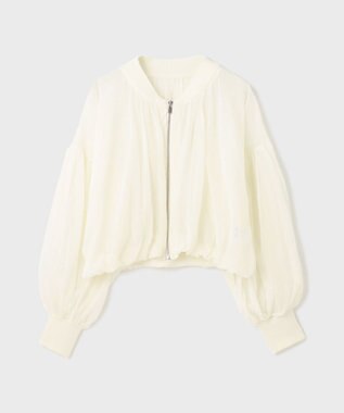 GRACE CONTINENTAL シアーニットバルーンジャケット ホワイト