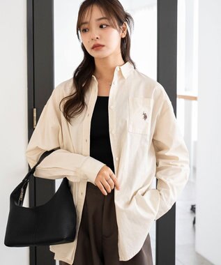 WEGO 【25年秋新色登場★】U.S. POLO ASSN.別注ロングスリーブシャツ ホワイトアイボリー