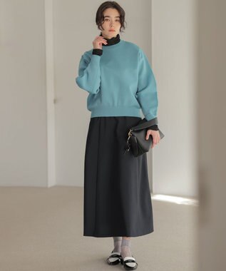 組曲 【WEB限定】フラワーチュールタートルネック カットソー ブラック系