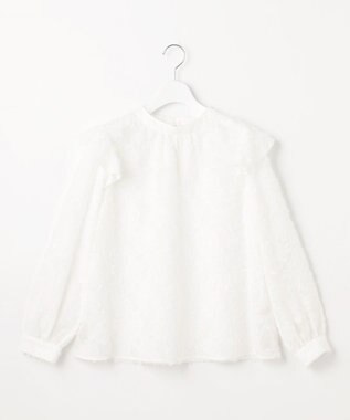 Feroux 【洗える】ジャガードブラウス アイボリー系