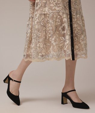 GRACE CONTINENTAL チュールフラワー刺繍ワンピース ベージュ