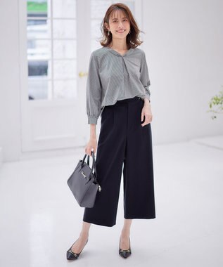 ANY SIS 【洗える】チェーンポイント ワイドパンツ ダークネイビー