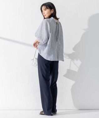 23区 L 【WEB限定/洗える】2WAYストレッチツイル ワイドパンツ ネイビー系