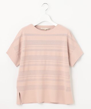 自由区 【洗える】クレープストレッチボーダー ニット ピンク系