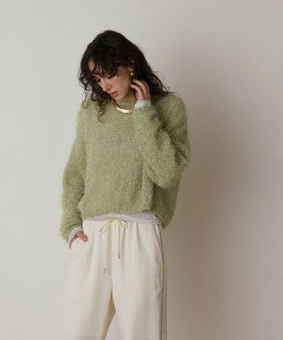 GRACE CONTINENTAL フィルムヤーンニットトップ ライトグリーン