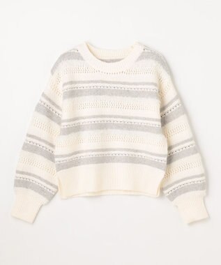 ANY パターンボーダーニット エクリュ系