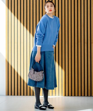 組曲 カシミヤブレンドバルキープルオーバー ニット ブルー系