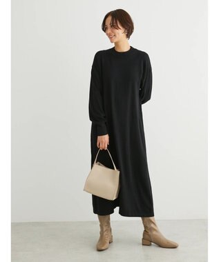 Green Parks もちやわ　ハイゲージニットワンピース Black