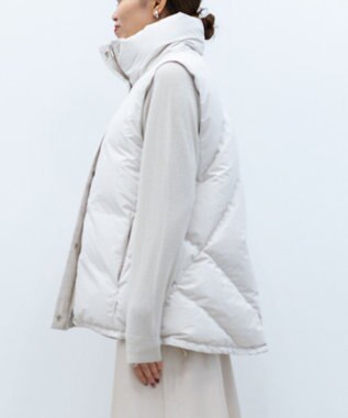 KWD 【日本製/高品質ダウン】STAND COLLAR DOWN VEST ダウンベスト アイボリー