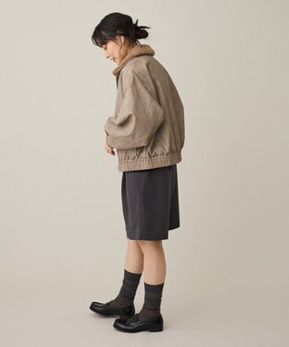 CRAFT STANDARD BOUTIQUE フェイクレザー衿ボアブルゾン Beige