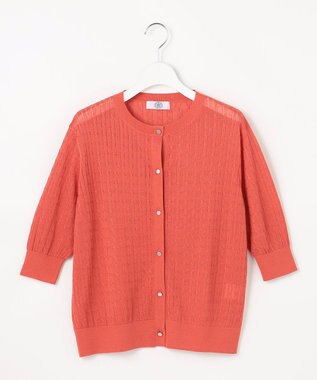 J.PRESS LADIES Vis/Peスパーク クルーネック カーディガン ブラッドオレンジ系