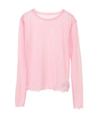 earth music&ecology シアーリブロゴ刺繍プルオーバー Light Pink